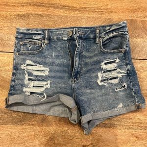 American Eagle Medium Wash Distressed Denim Shorts